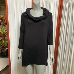 Ruby Ribbon Cowl Neck Black Tunic Top 3/4 Sleeves Size XXL